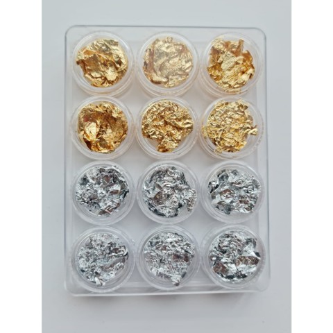 COFFRET Nail Art FOILS NUGGETS GOLD & SILVER ADNAILS