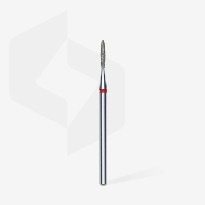 Embout Manucure STALEKS Diamond Nail Drill Bit, "Flame", red, Head Diameter 1.4 Mm