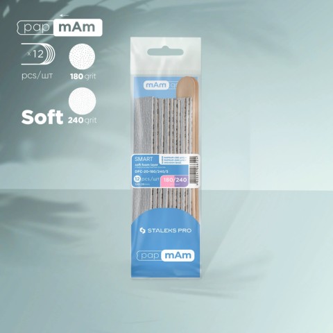 Kit de 5+5 Limes SMART-20 + 2 bases bois STALEKS  grain 180 et 240 jetables PapmAm Files (Soft Foam Layer) 