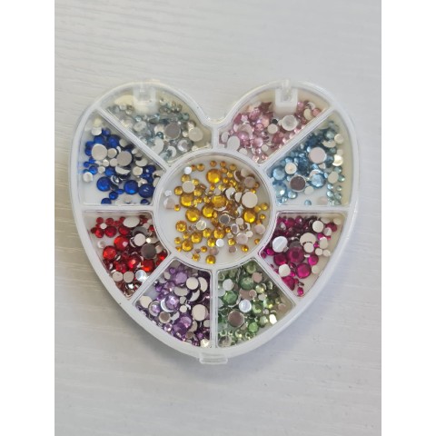 Coeur carrousel de strass Multi tailles 9 couleurs