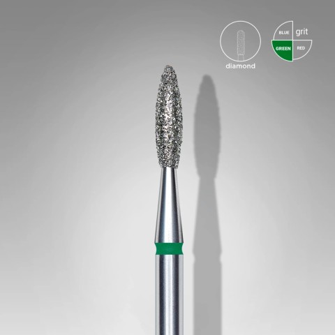 Embout Manucure STALEKS Diamond Nail Drill Bit, "Flame", Green, Head Diameter 2.1 Mm