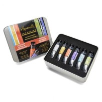 KIT PEINTURE SELECTION PASTELS & METALLIQUES 6 AQUARELLES Française au Miel SENNELIER Couleurs irisées 