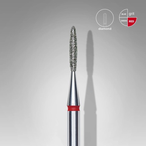 Embout Manucure STALEKS Diamond Nail Drill Bit, "Flame", red, Head Diameter 1.4 Mm